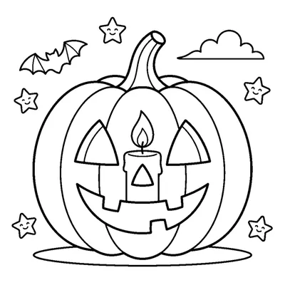 Carved pumpkin with a candle burning inside
