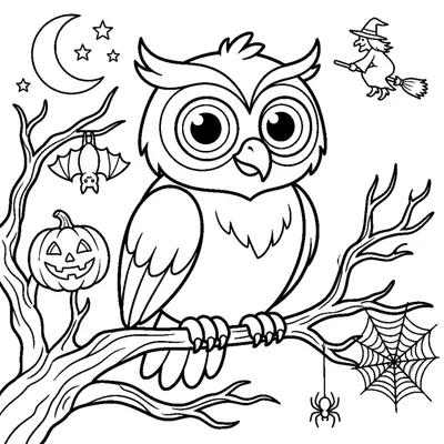 A big-eyed owl sitting on a branch