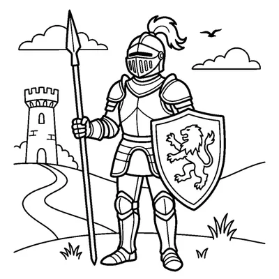 Knight in armor with a lance