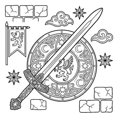 Fancy sword and round shield