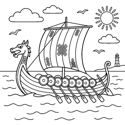 Viking ship with a dragon head