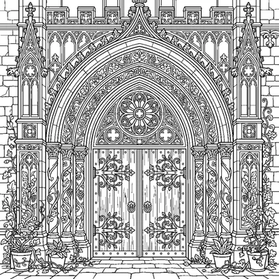 Carved Gothic Castle Gate