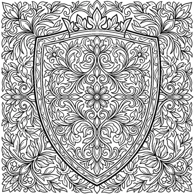 Decorative Shield with Leaf and Vine Carvings