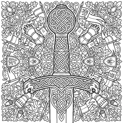 Detailed Knot Carving on a Sword Hilt