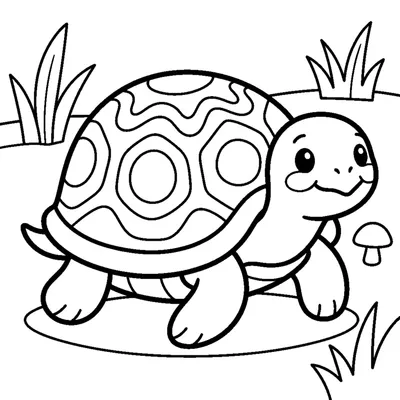 Tartaruga fofa com casco desenhado