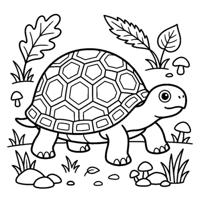 Tartaruga terrestre com carapaça hexagonal