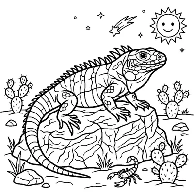 Iguana espinhosa do deserto numa rocha