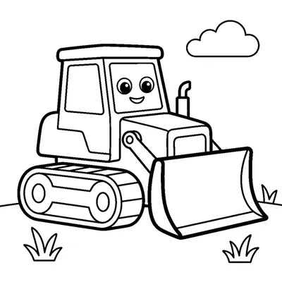 Friendly bulldozer with a big blade