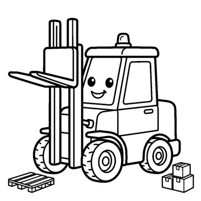 Cute forklift with its fork up