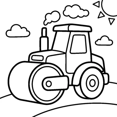 Little road roller with a round drum