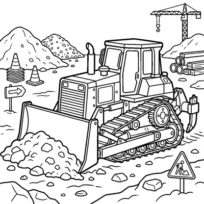 Bulldozer with a wide blade pushing dirt