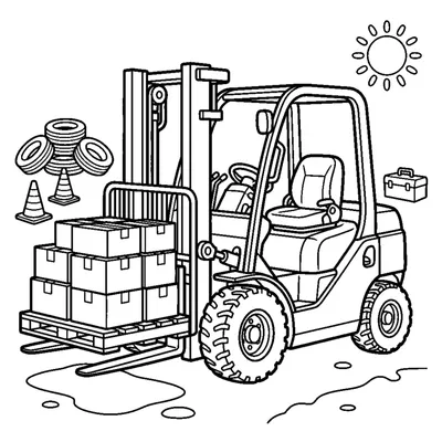 Forklift lifting its load