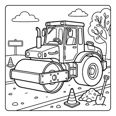 Heavy road roller smoothing the asphalt