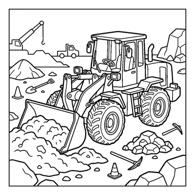 Wheeled loader filling its bucket