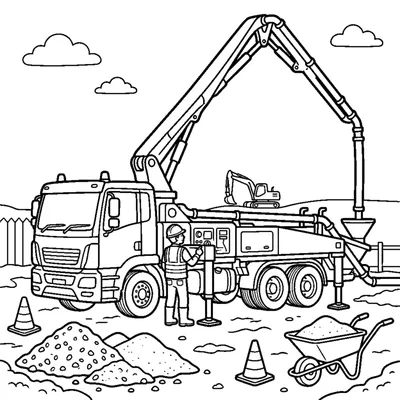 Concrete pump with a long, folding arm