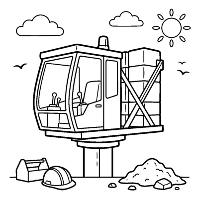 Tower crane's rotating cab and counterweight