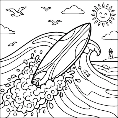 Surfboard gliding on a foamy wave