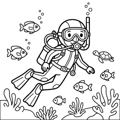 Scuba diver suit with a mask and tank
