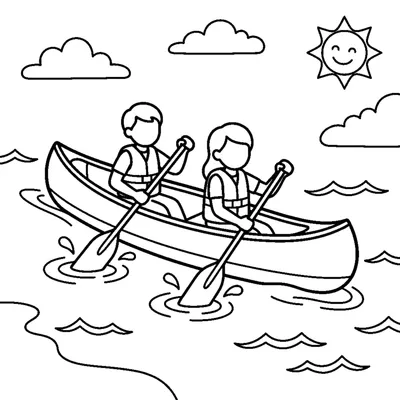 Narrow canoe with paddles