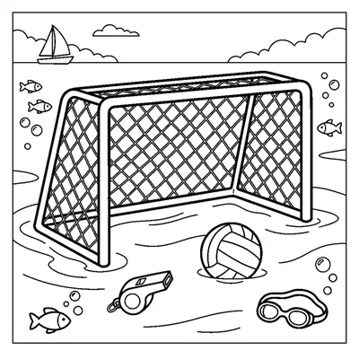Water polo goal with a net