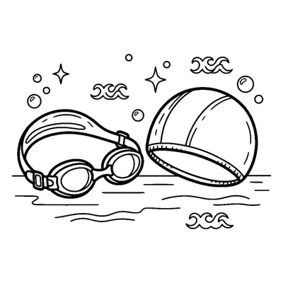 Swimming goggles and a swim cap