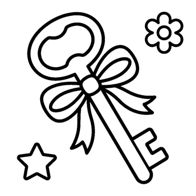 Tiny golden key with a ribbon
