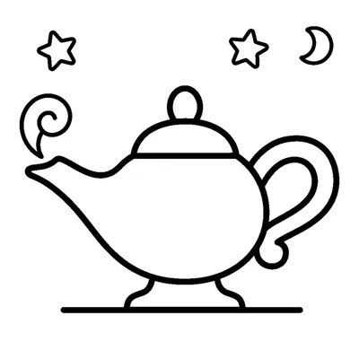 Magic lamp with a curved spout