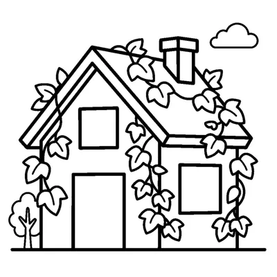 Little forest cottage with ivy