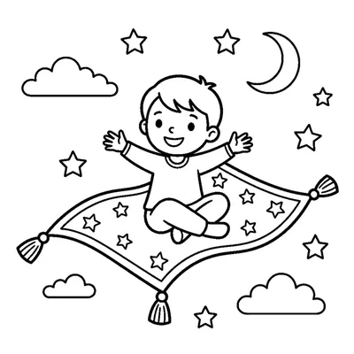 A flying carpet with stars