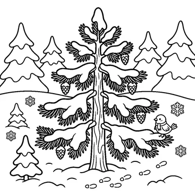 Snowy pine forest