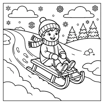 Kid sledding downhill