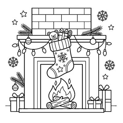 Christmas stocking hanging on the fireplace