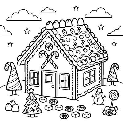 Casita de jengibre con dulces