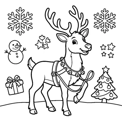 Reindeer with a jingle bell harness