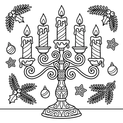 Festive candlestick with lit candles