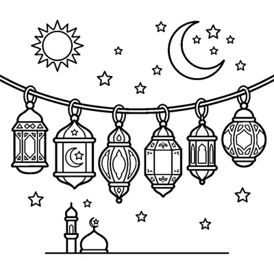 A string of fancy hanging lanterns