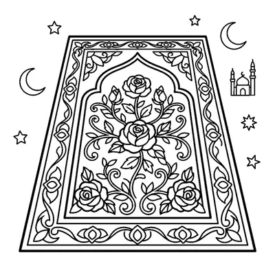 Prayer rug with an embroidered rose pattern