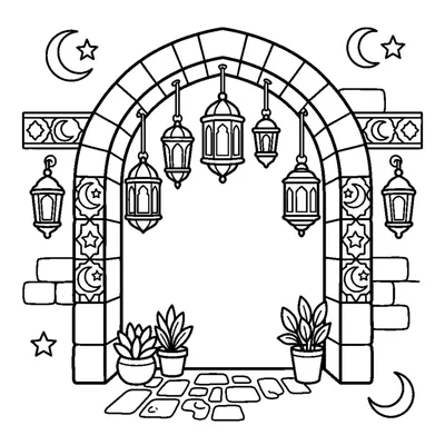 Archway decorated with lanterns