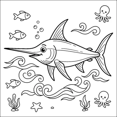 Schwertfisch mit langem Schnabel