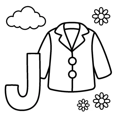 Buchstabe J und eine Jacke in einer fröhlichen Szene