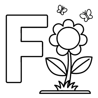 Letra F y una flor en una escena alegre