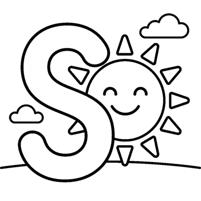 Lettre S et un soleil dans une scène joyeuse