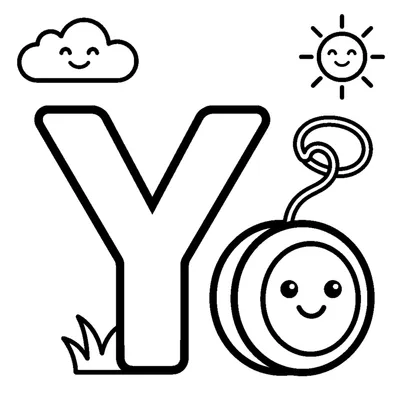 Lettre Y et un yoyo dans une scène joyeuse