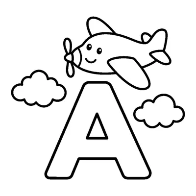 Lettre A et un avion dans une scène joyeuse