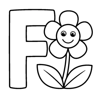 Lettre F et une fleur dans une scène joyeuse