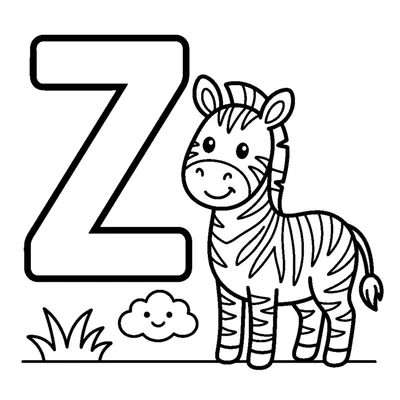 Lettera Z e una zebra in una scena allegra