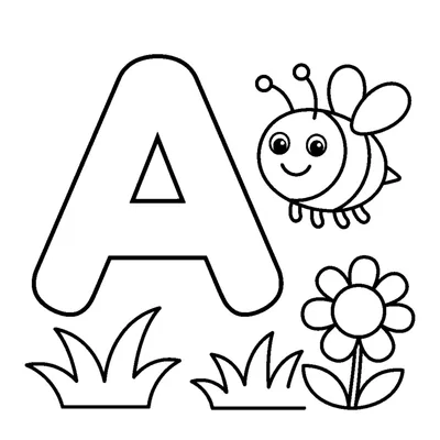 Letra A e uma abelha numa cena alegre