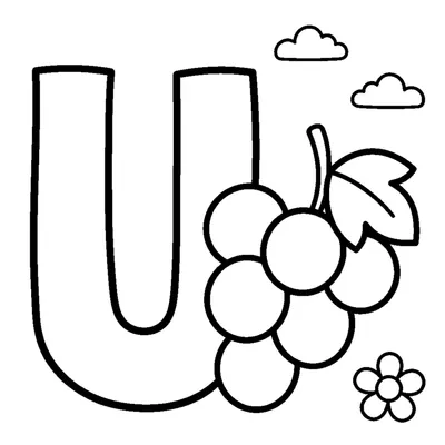 Letra U e uma uva numa cena alegre