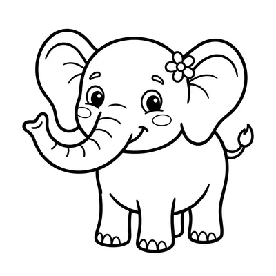 Cute Baby Elephant Coloring Page