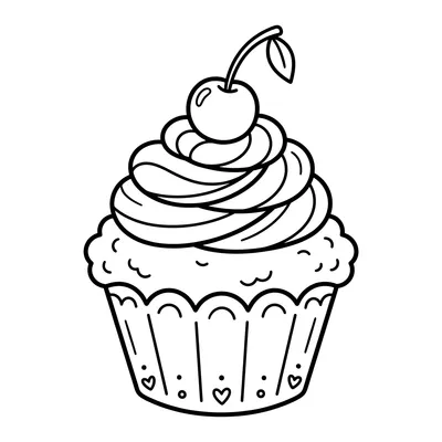 Malvorlage niedlicher Kirsch-Cupcake